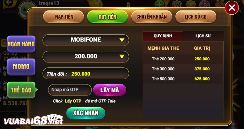 Chọn phương thức rút và điền tất cả nội dung ở biểu mẫu để rút tiền